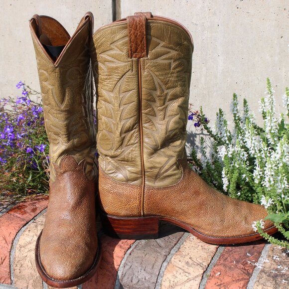 🐘 Tony Lama Tan Elephant Cowboy Boots | Men’s 10.5 D | Black Label - Picture 7 of 10